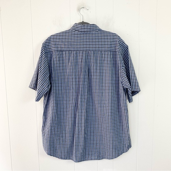 Carhartt Mens Button Front Short Sleeve Shirt Blue White Yellow Plaid Size Large - Picture 2 of 10